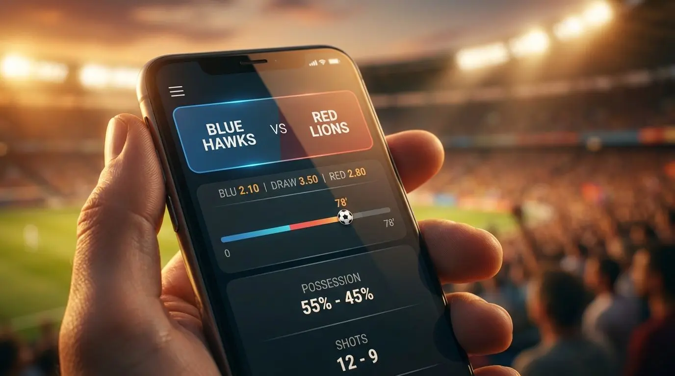 Interface genérica de apostas ao vivo em jogo de futebol no celular