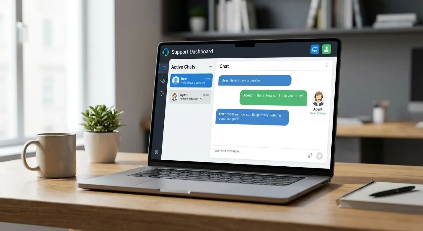 Tela ilustrativa de chat ao vivo da central de suporte online