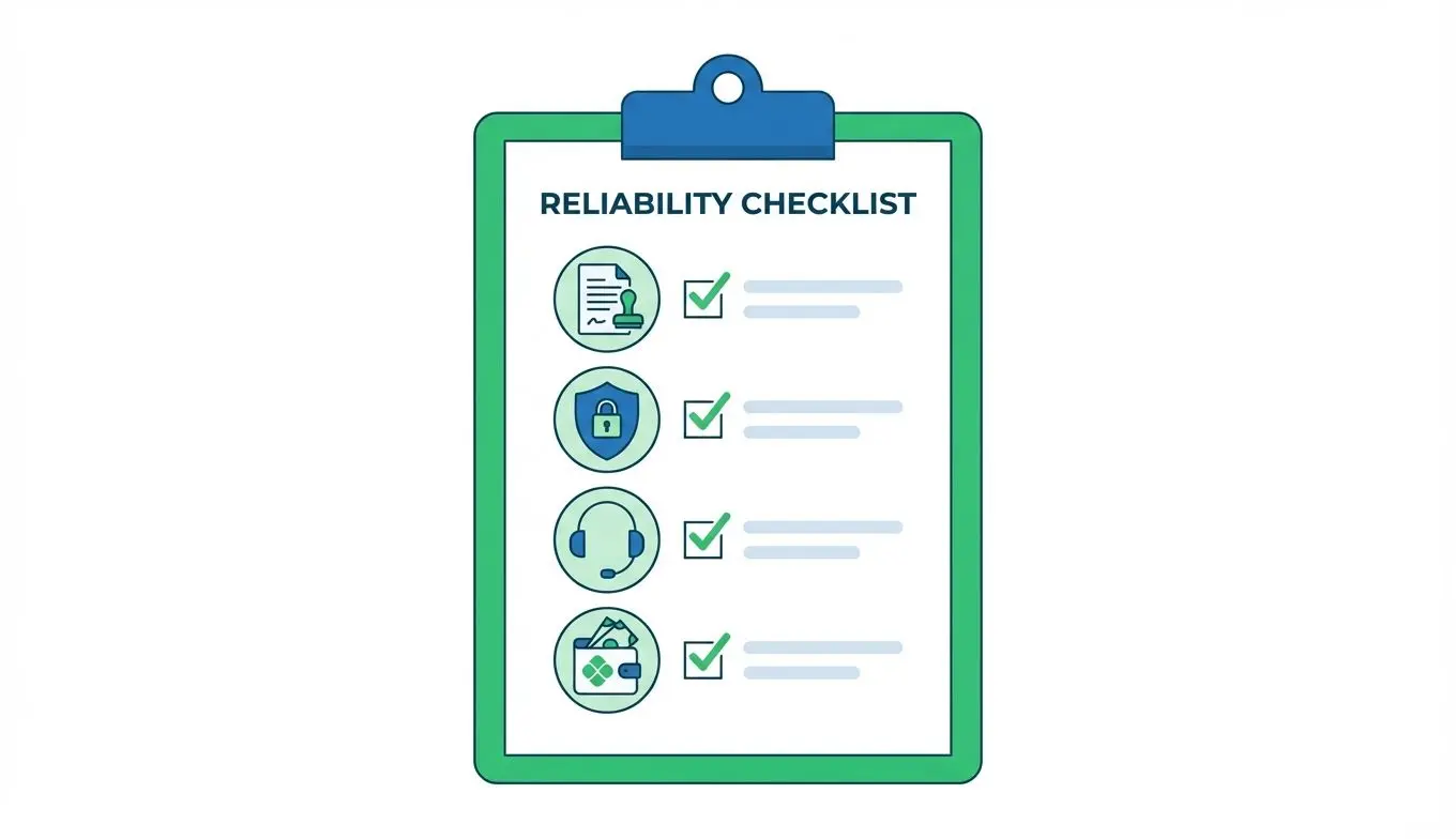 Checklist visual com critérios de confiabilidade para site de apostas BETesporte