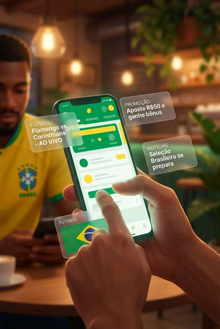 Pessoa consultando feed de notícias de apostas esportivas no celular