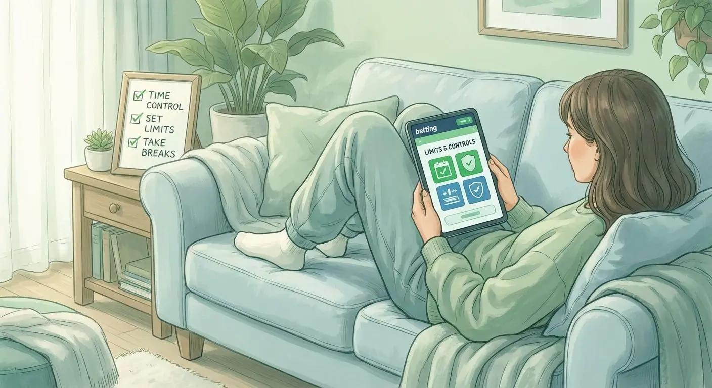 Ilustração de usuário configurando limites para jogo responsável em apostas