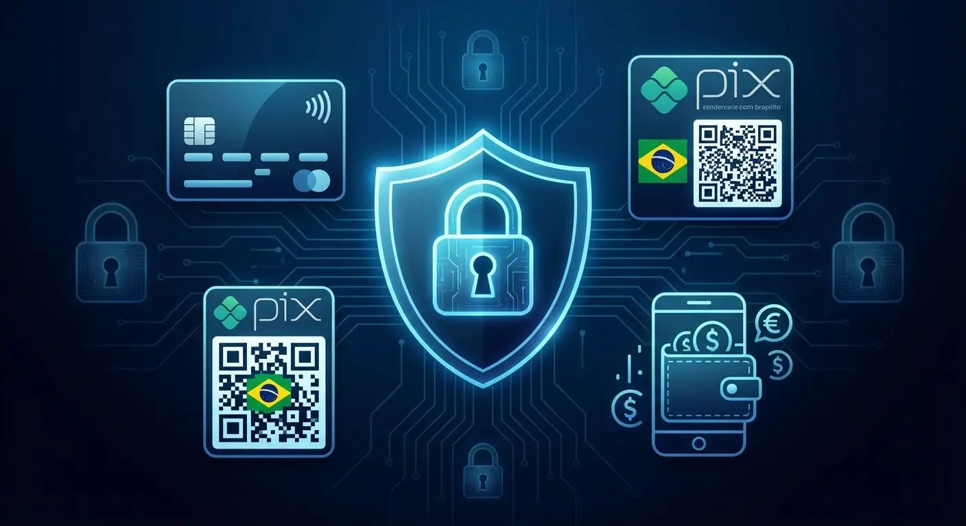 Ícones de métodos de pagamento online com símbolo de segurança