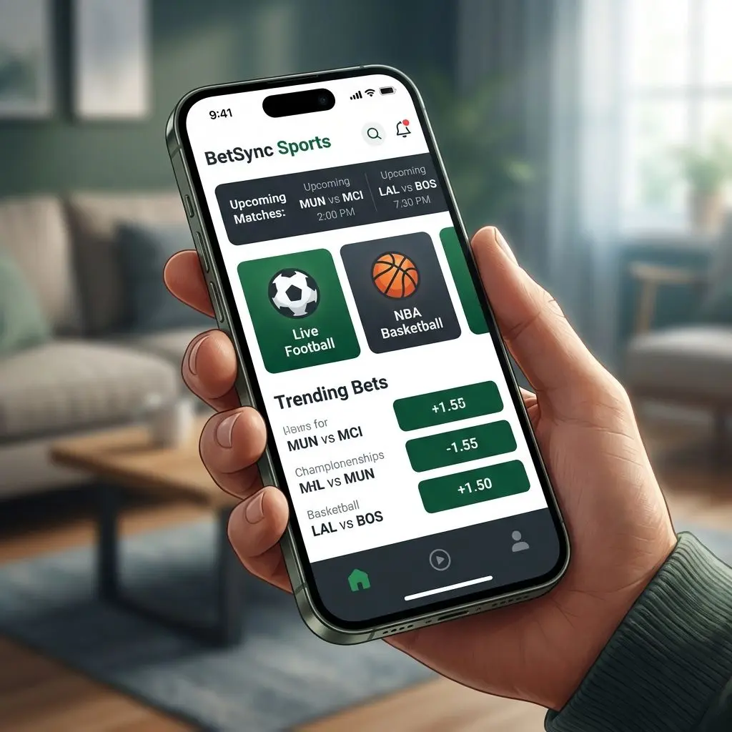 Tela inicial do Betesporte App em um smartphone