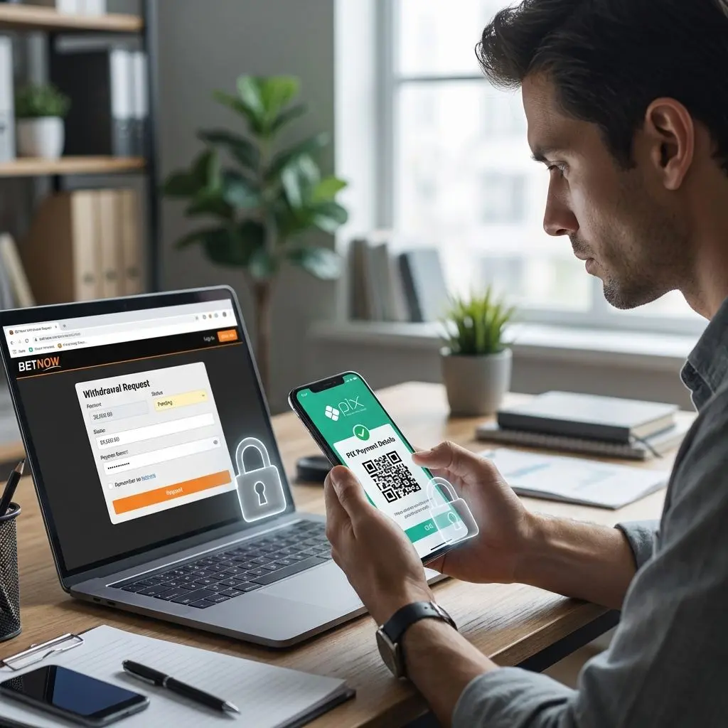 Usuário conferindo dados de pagamento e saque via PIX na BETesporte